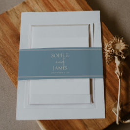 Minimalist Blue Beige Wedding Einladungsbanderole