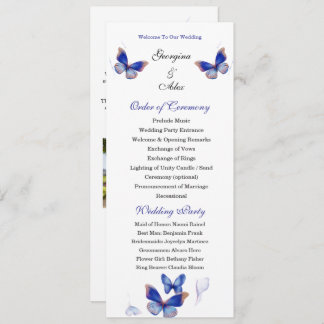 Minimalist Blue Editable Photo Wedding Program Programm