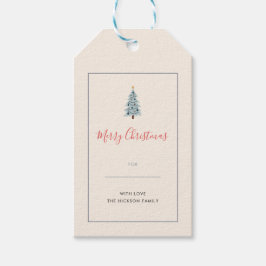Minimalist Blue Gray Plaid Merry Christmas  Geschenkanhänger