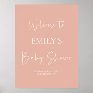 Minimalist Blush Pink Baby Shower Welcome Sign Poster