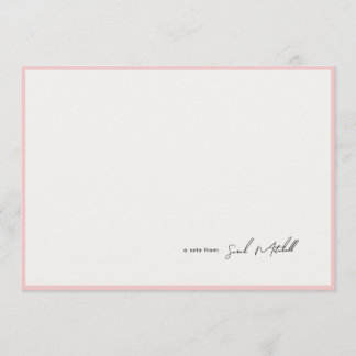 Minimalist Blush Pink Border Personalized Script Mitteilungskarte