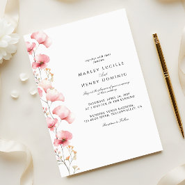 Minimalist Blush Pink Floral Spring Wedding Einladung