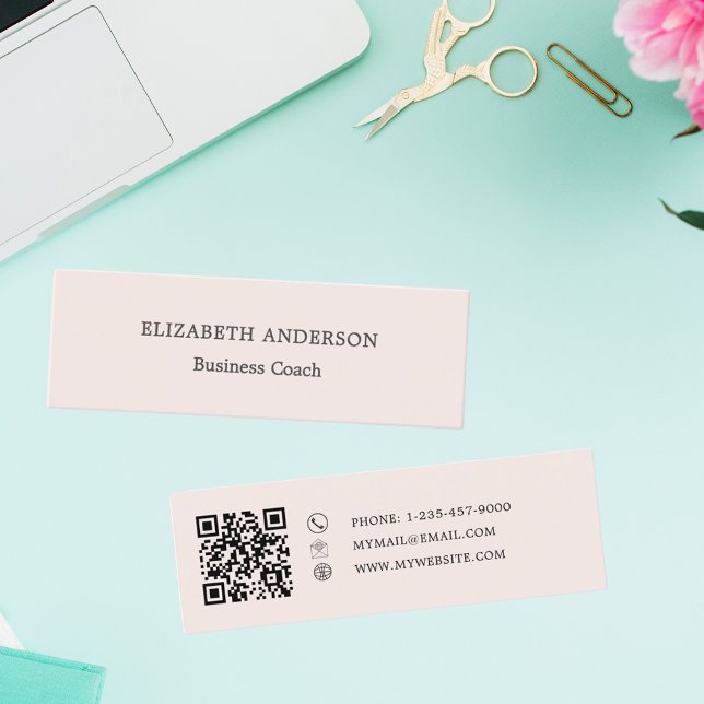 Minimalist Blush Pink QR-Code Mini Visitenkarte (Von Creator hochgeladen)