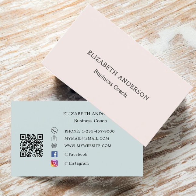 Minimalist Blush Pink Seafoam Muted Sage Visitenkarte (Von Creator hochgeladen)