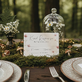 Minimalist Blush Pink Wildflower Wedding RSVP Karte