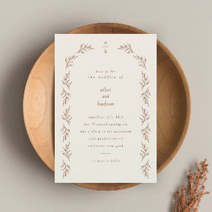 Minimalist Boho-Bogen-Terrakotta-Hochzeit Einladung