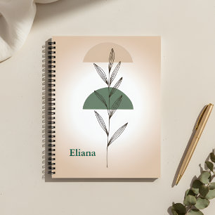 Minimalist Boho Botanische Blätter Personalisiert Notizbuch