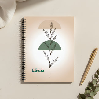Minimalist Boho Botanische Blätter Personalisiert Notizbuch