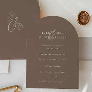 Minimalist Boho Cocoa Braun Elfenbein Schrift Hoch Einladung