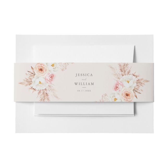 Minimalist Boho Fall Floral Wedding Einladungsbanderole (Vorderseite Beispiel)