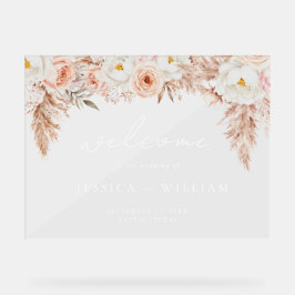 Minimalist Boho Fall Floral Wedding Welcome Acrylschild