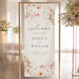 Minimalist Boho Fall Floral Wedding Welcome Banner