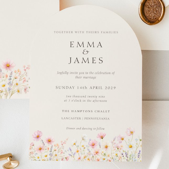 Minimalist Boho Floral Wedding Invitation (Minimalist Boho Floral Wedding Invitation)