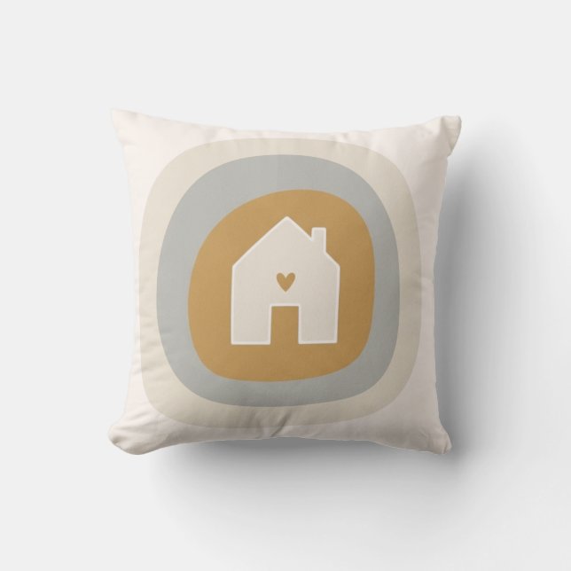 Minimalist Boho "Home is Where the Heart Is" Kissen (Vorderseite)
