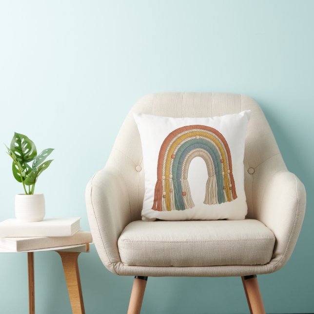 Minimalist Boho Makramee Regenbogen Kissen (Stuhl )