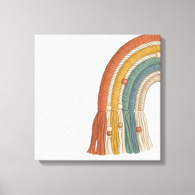 Minimalist Boho Makramee Regenbogen Leinwanddruck (Vorderseite)