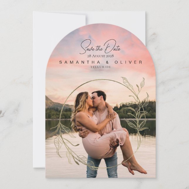 Minimalist Boho Photo Save the Date Einladung (Vorderseite)
