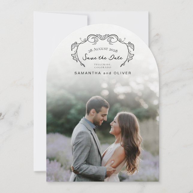 Minimalist Boho Photo Save the Date Einladung (Vorderseite)