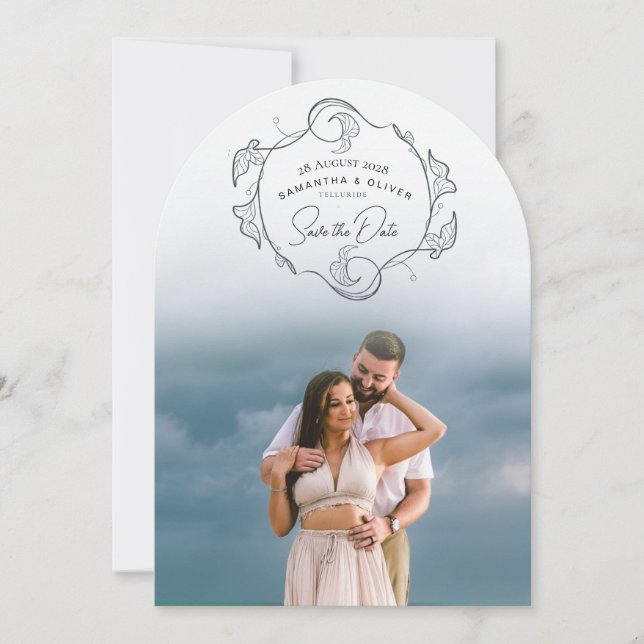 Minimalist Boho Photo Save the Date Einladung (Vorderseite)