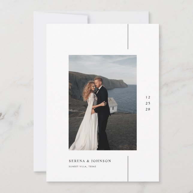 Minimalist Boho Photo Wedding Einladung (Vorderseite)