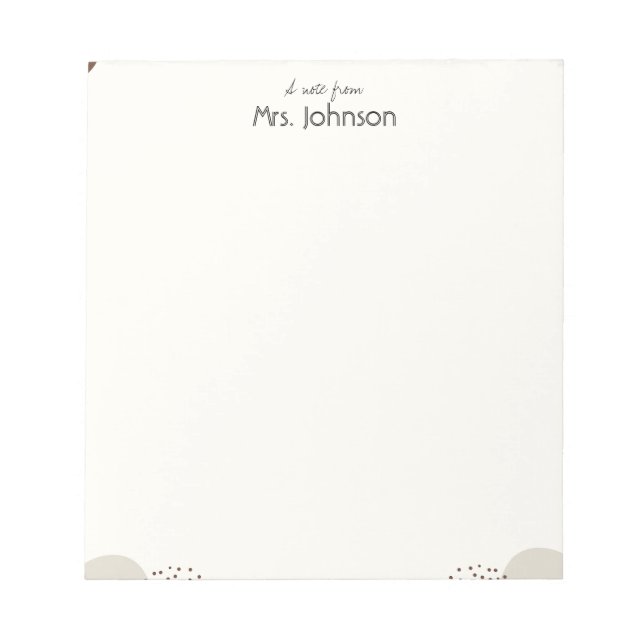 Minimalist Boho Teacher Notepad Notizblock (Vorderseite)