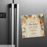 Minimalist Boho Terracotta Ivory Olive Save Date Magnet<br><div class="desc">✅ For matching items search 213W in my collections ✅ The most trendy wedding color scheme is terracotta, and this elegant boho Save the Date magnet captures that romantic, earthy charm perfectly. Designed in delicate watercolor tones, it features terracotta and ivory flowers intertwined with soft sage green leaves — a...</div>