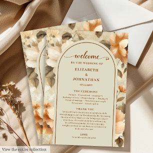 Minimalist Boho Terrakotta Beige Salbei Hochzeit Programm