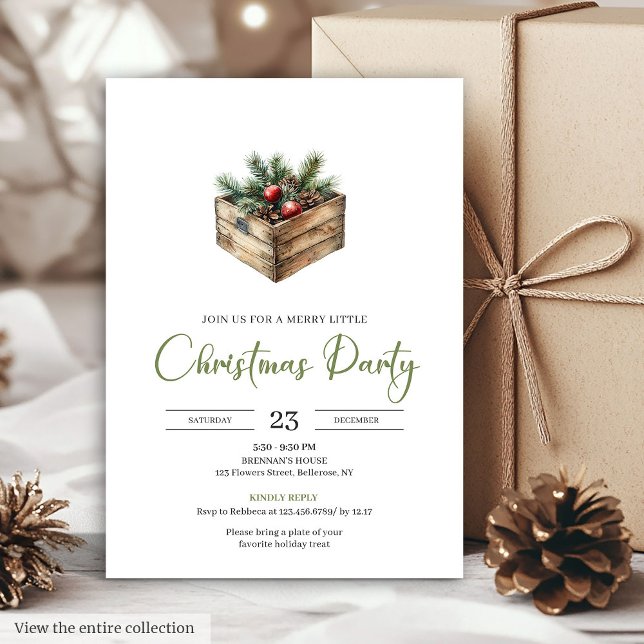 Minimalist Boho Watercolor Rustic Holiday Dinner  Einladung (Minimalist Boho Watercolor Rustic Holiday Dinner Card)