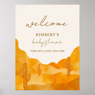 Minimalist Boho Wüstenkaktus Baby Shower Willkomme Poster
