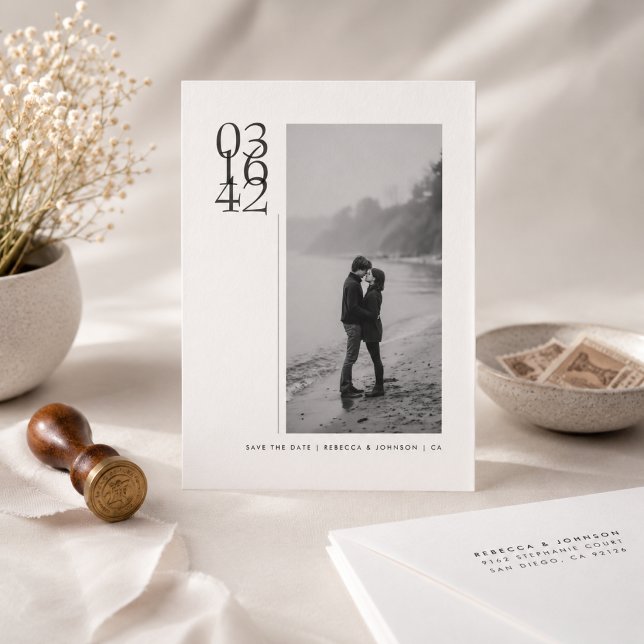 Minimalist Bold Datum Foto Hochzeit Save the Date (Von Creator hochgeladen)