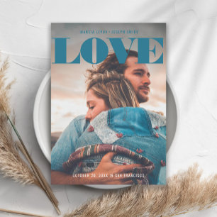 Minimalist Bold Denim LOVE Foto Save The Date