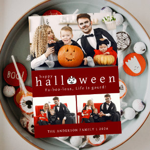 Minimalist Bold Multi Foto Fa-boo-lous Halloween Feiertagskarte