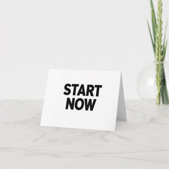 Minimalist bold start now text dankeskarte (Vorderseite)