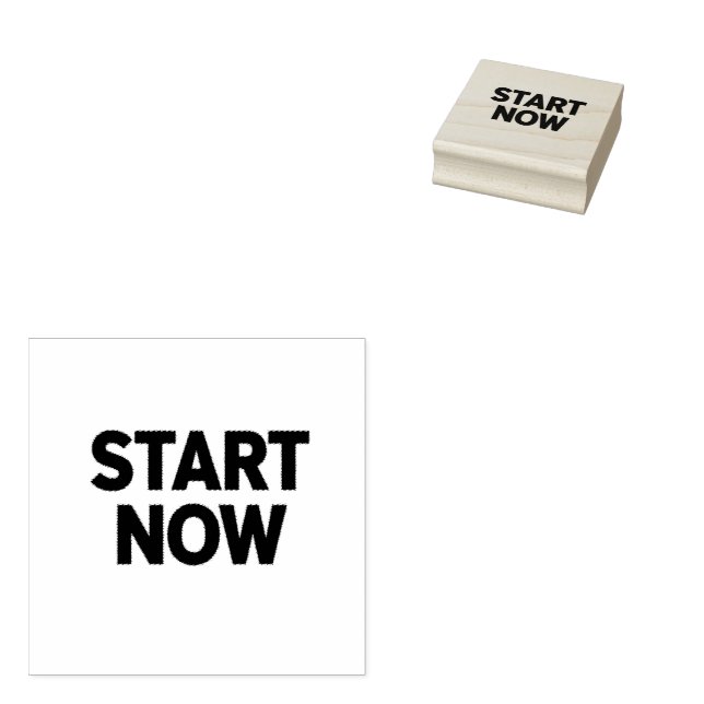 Minimalist bold start now text gummistempel (Stempel)