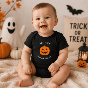 Minimalist Boo Crew Kürbis – Personalisiert Baby Strampler