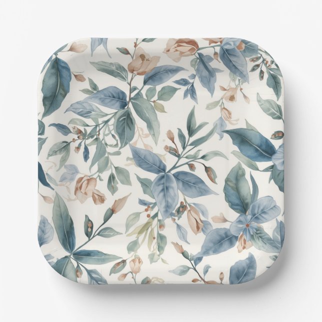 Minimalist Botanical Harmony – Soft Green & Beige  Pappteller (Vorderseite)