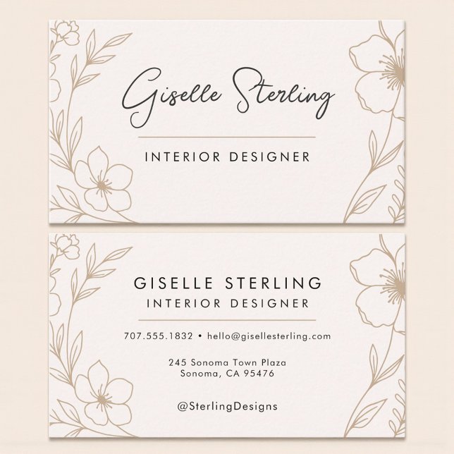 Minimalist Botanical Interior Decorator Visitenkarte (Von Creator hochgeladen)