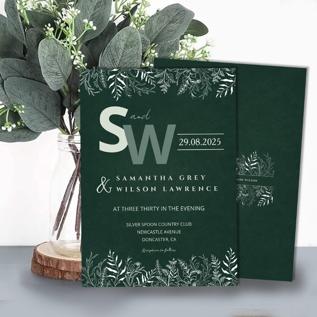 Minimalist Botanical Leafy Wedding Invitation (Créateur téléchargé)
