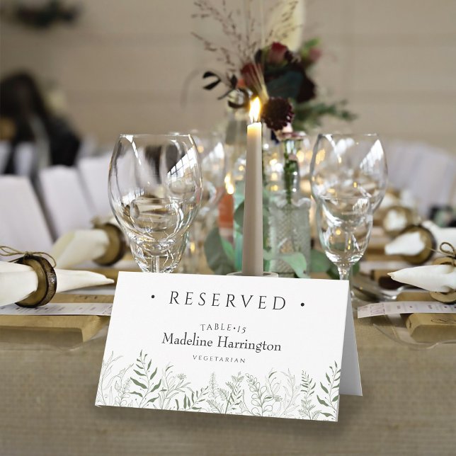 Minimalist Botanical Leafy Wedding Place Card Platzkarte (Von Creator hochgeladen)