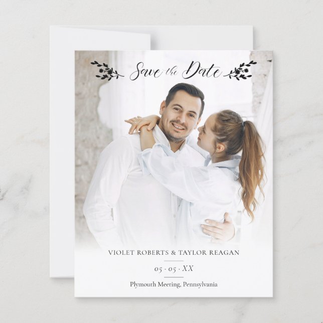 Minimalist Botanical Personalized Wedding Photo (Vorderseite)