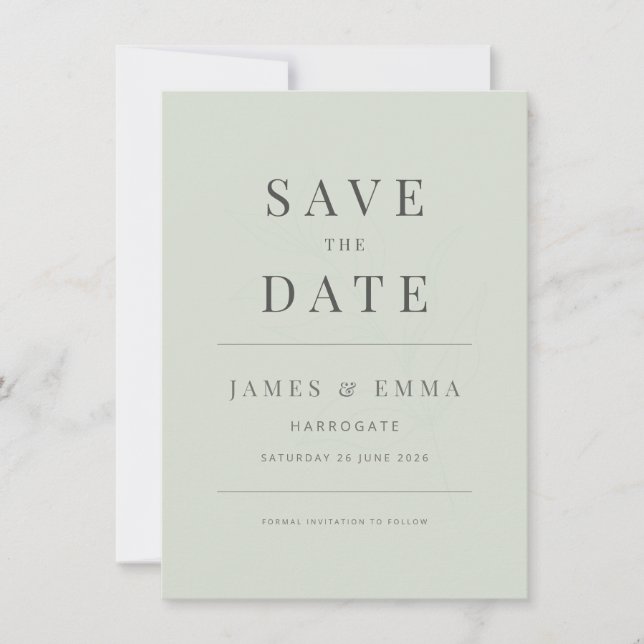 Minimalist Botanical Save the Date Pale Sage (Vorderseite)
