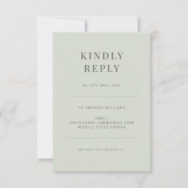 Minimalist  Botanical Typography Pale Sage RSVP Karte