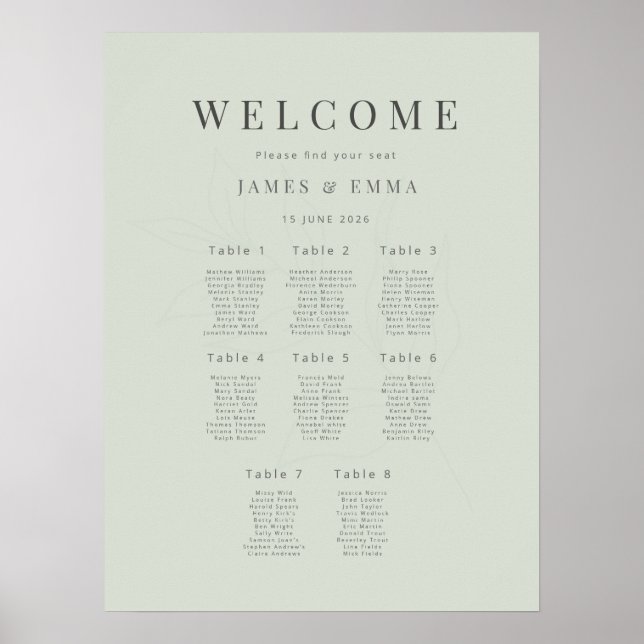 Minimalist Botanical Wedding (8) Pale Sage Poster (Vorne)