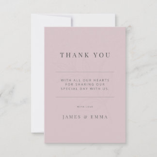 Minimalist Botanical Wedding Dusky Rose Dankeskarte