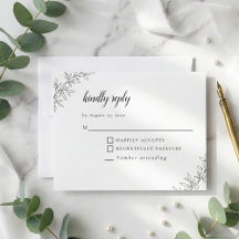 Minimalist Botanical Wedding Elegant Black White 