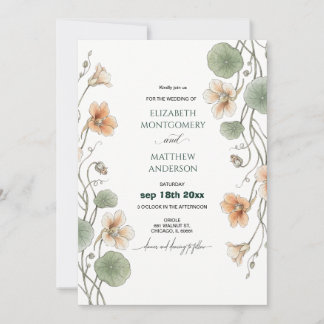 Minimalist Botanical Wedding Invitation Nasturtium Einladung
