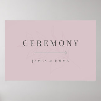 Minimalist Botanical Wedding Sign Dusky Rose Poster