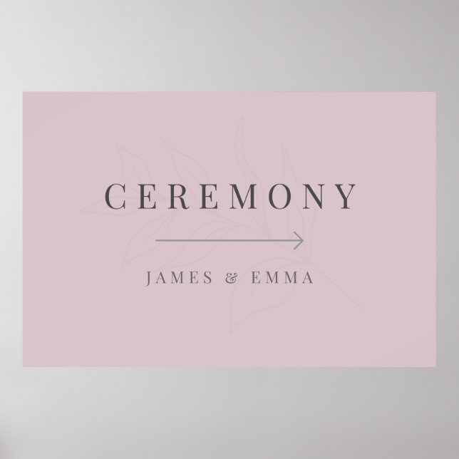 Minimalist Botanical Wedding Sign Dusky Rose Poster (Vorne)