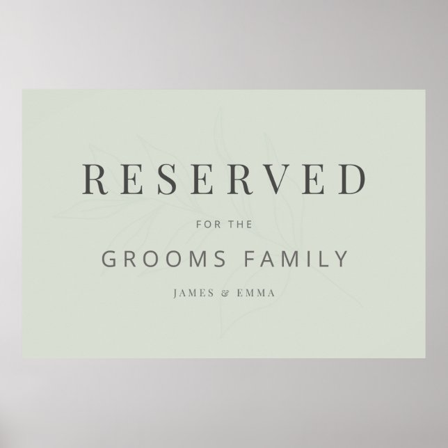 Minimalist Botanical Wedding Sign Pale Sage Poster (Vorne)