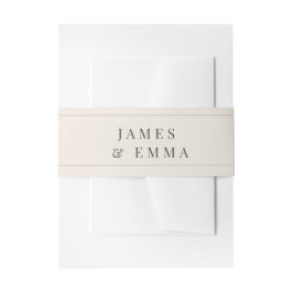 Minimalist Botanical Wedding Soft Beige Einladungsbanderole